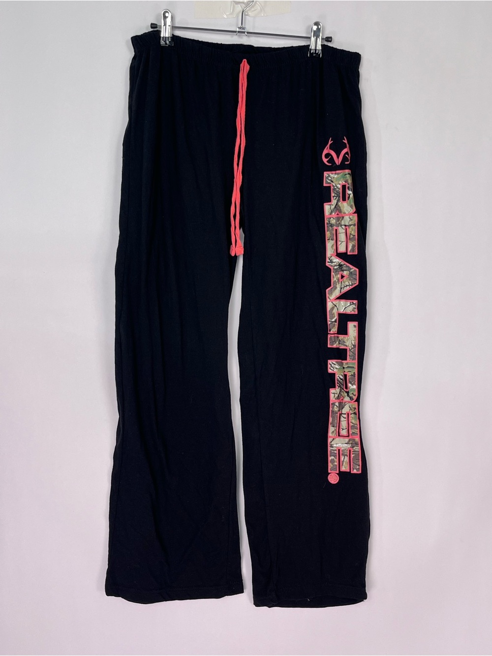 Women’s RealTree Black Lounge Casual Drawstring Elastic Waist Pants Sz Large